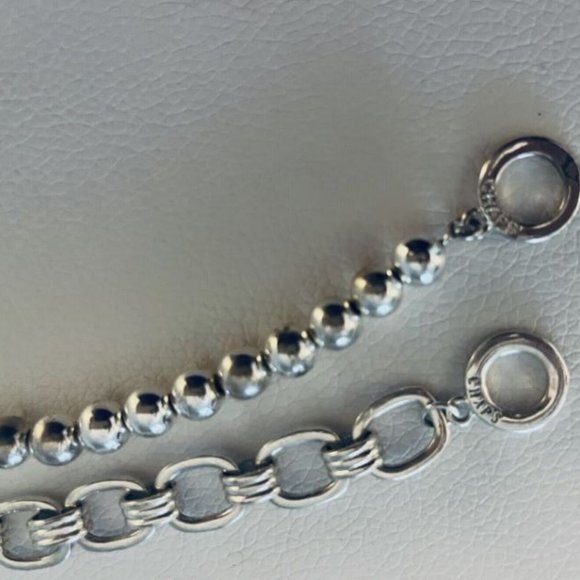 Estate Designer Signed CHAPS Silver Tone Link Chain Bracelets - Picture 8 of 8